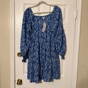 Patrons of Peace Crystal Blue Floral Smocked Dress